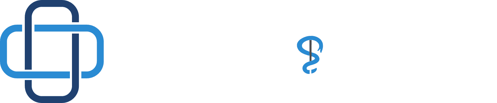 HuisartsenHulp logo with a blue intertwined cross symbol preceding the text.